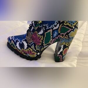 SALE! Multi faux snakeskin mid-ankle bootie